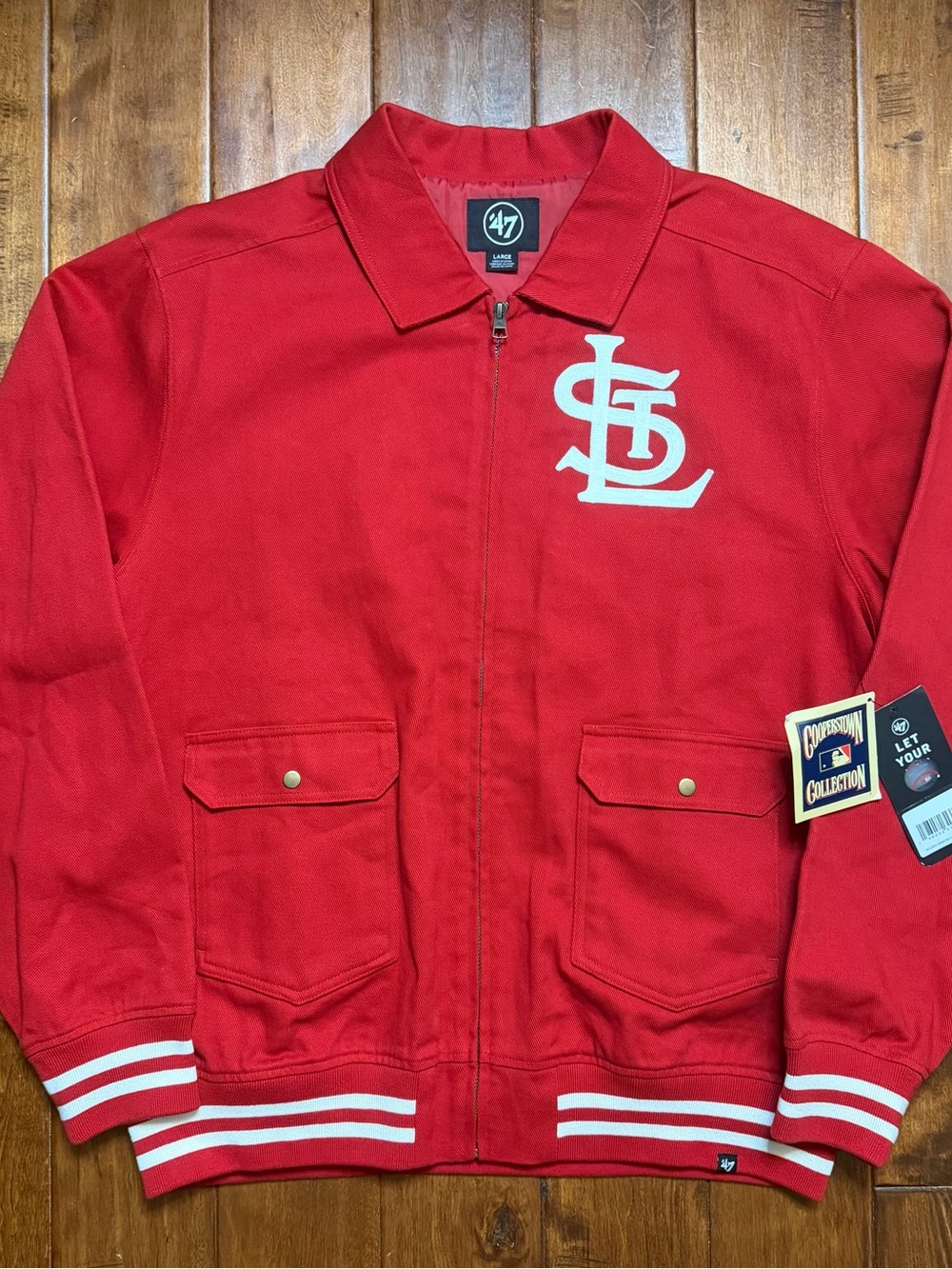 47 Brand St. Louis Cardinals Red Zip Red Denim Varsity Jacket
